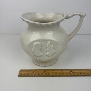 Vtg Pfaltzgraff Pitcher Speckled Cream Off White Cottage Farmhouse Colonial